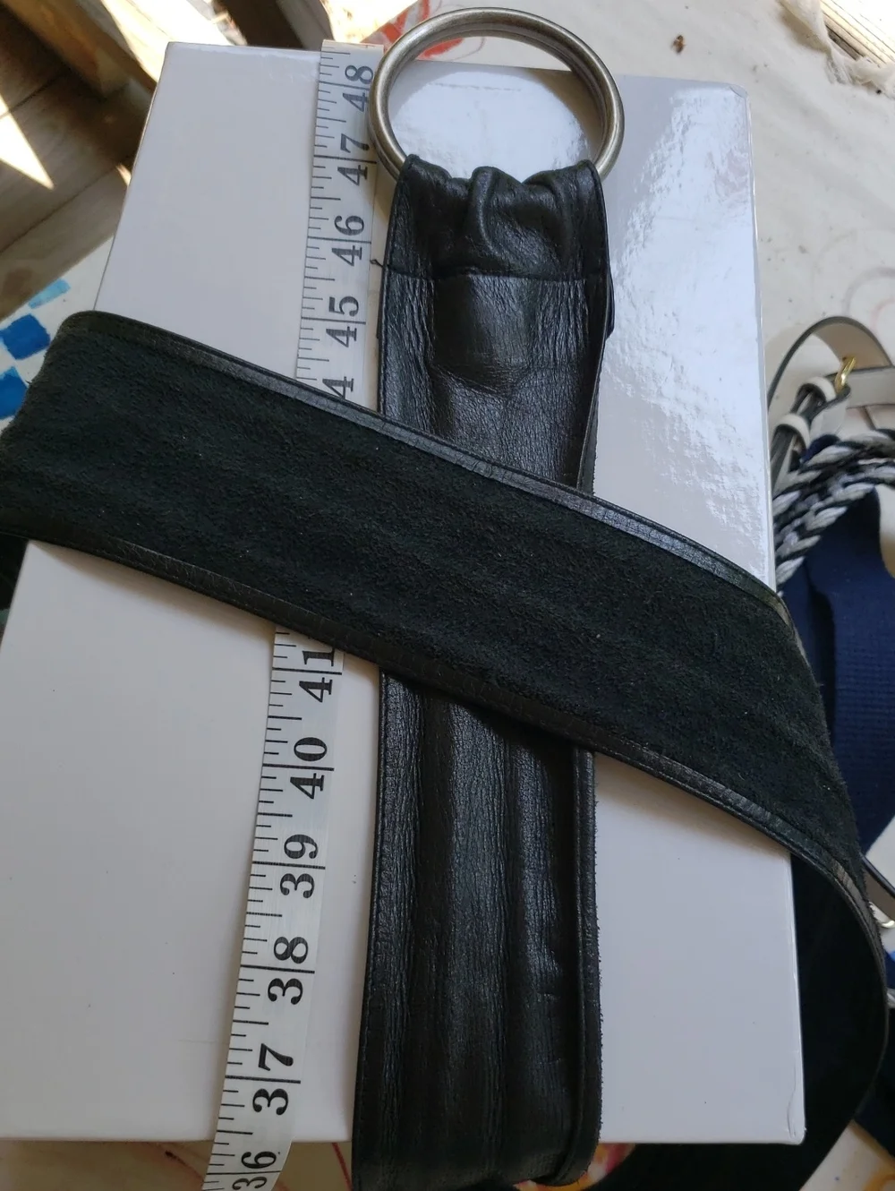 The Limited Black Double-Ring Leather Waist Belt